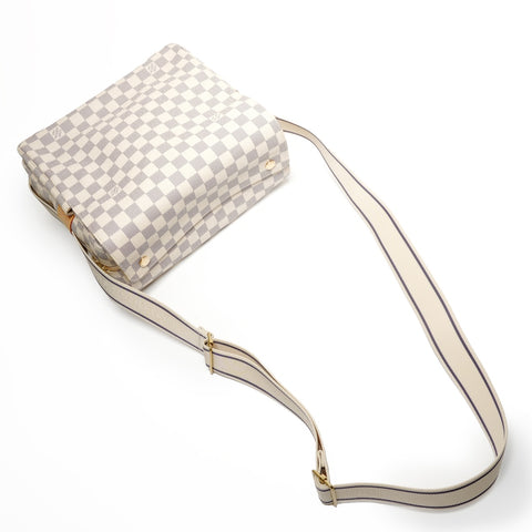 LOUIS VUITTON Damier Azur Naviglio 2008 Shoulder Bag white WS27729