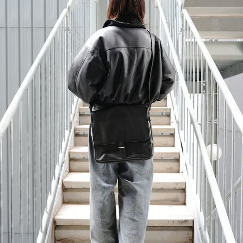 PRADA Saffiano Messenger Bag Shoulder Bag black WS27737