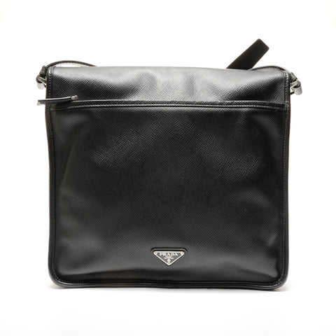 PRADA Saffiano Messenger Bag Shoulder Bag black WS27737