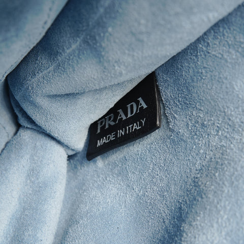 PRADA Cahier SilverMetal Leather Shoulder Bag black WS27740