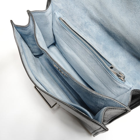 PRADA Cahier SilverMetal Leather Shoulder Bag black WS27740