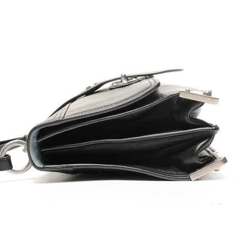 PRADA Cahier SilverMetal Leather Shoulder Bag black WS27740