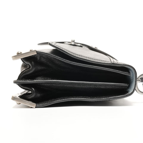 PRADA Cahier SilverMetal Leather Shoulder Bag black WS27740