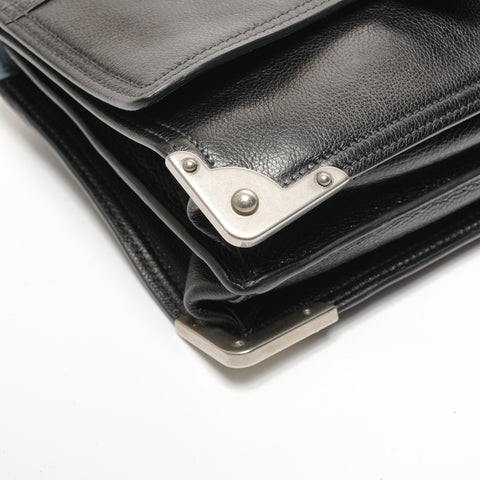 PRADA Cahier SilverMetal Leather Shoulder Bag black WS27740