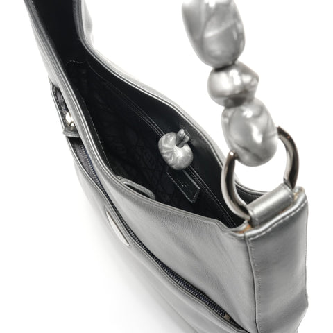 Christian Dior Marispearl Leather Shoulder Bag gray WS27743