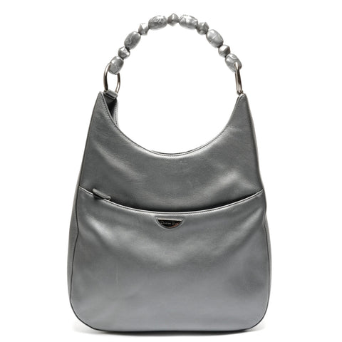Christian Dior Marispearl Leather Shoulder Bag gray WS27743