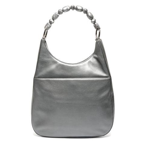 Christian Dior Marispearl Leather Shoulder Bag gray WS27743