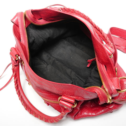 BALENCIAGA The Town 2WAY Metal Gold Handbag Red WS27745