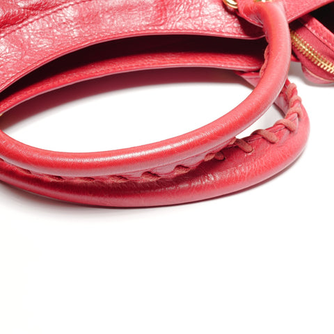 BALENCIAGA The Town 2WAY Metal Gold Handbag Red WS27745