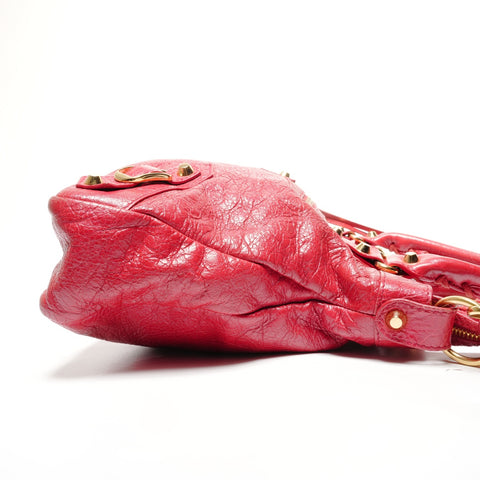 BALENCIAGA The Town 2WAY Metal Gold Handbag Red WS27745