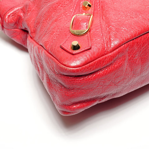 BALENCIAGA The Town 2WAY Metal Gold Handbag Red WS27745