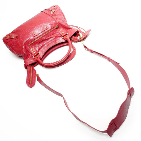 BALENCIAGA The Town 2WAY Metal Gold Handbag Red WS27745