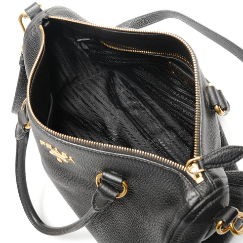 PRADA Leather Logo 2WAY Handbag black WS27750