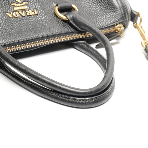 PRADA Leather Logo 2WAY Handbag black WS27750