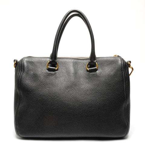 PRADA Leather Logo 2WAY Handbag black WS27750