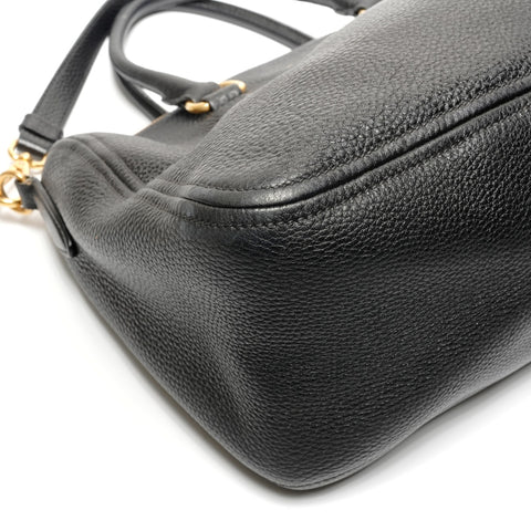 PRADA Leather Logo 2WAY Handbag black WS27750