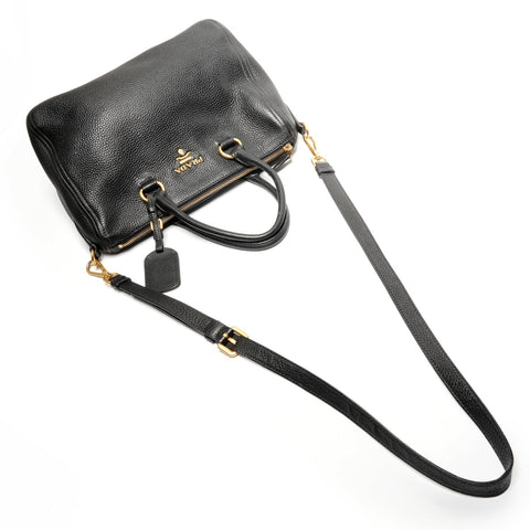 PRADA Leather Logo 2WAY Handbag black WS27750