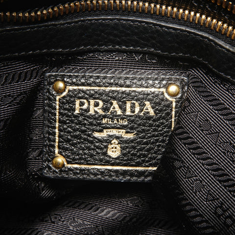 PRADA Leather Logo 2WAY Handbag black WS27750