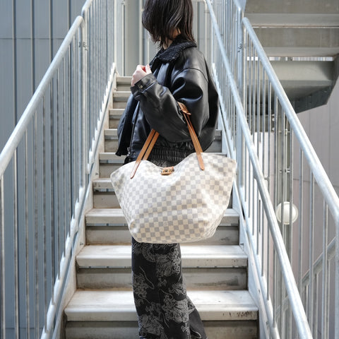 LOUIS VUITTON Damier Azur Salina PM, manufactured in 2012. Tote Bag white WS27765