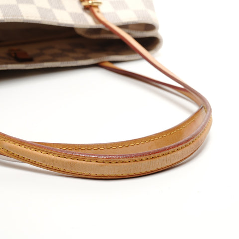 LOUIS VUITTON Damier Azur Cabas MM, made in 2014. Tote Bag white WS27766