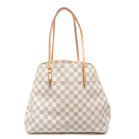 LOUIS VUITTON Damier Azur Cabas MM, made in 2014. Tote Bag white WS27766