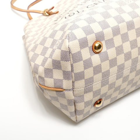 LOUIS VUITTON Damier Azur Cabas MM, made in 2014. Tote Bag white WS27766