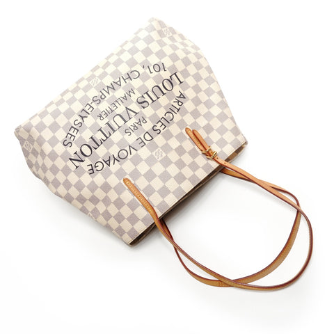 LOUIS VUITTON Damier Azur Cabas MM, made in 2014. Tote Bag white WS27766