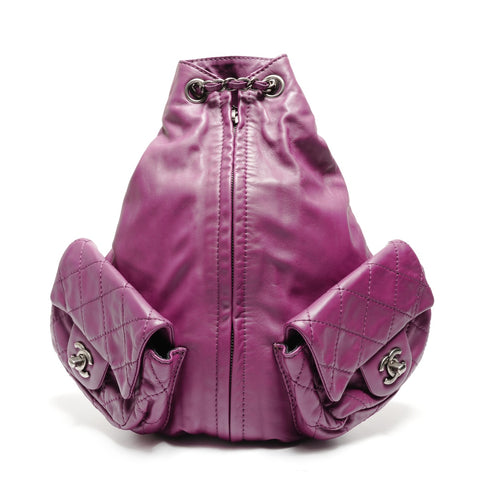 CHANEL No. 17 2012-2013 Leather Chain Backpack  Daypack purple WS27768