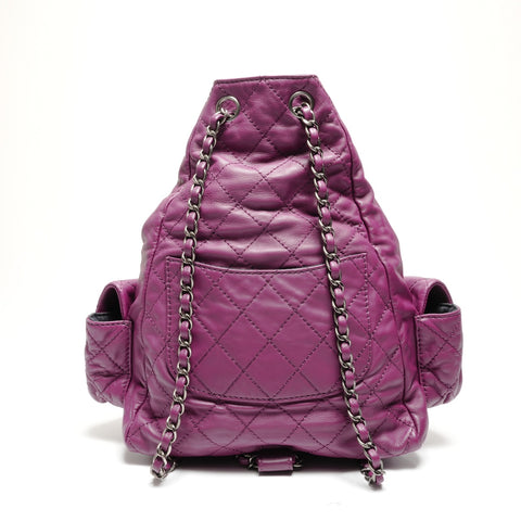 CHANEL No. 17 2012-2013 Leather Chain Backpack  Daypack purple WS27768