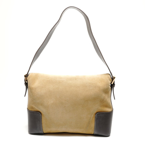 LOEWE Suede Anagram Shoulder Bag beige WS27769