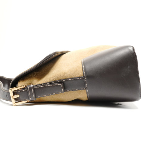 LOEWE Suede Anagram Shoulder Bag beige WS27769