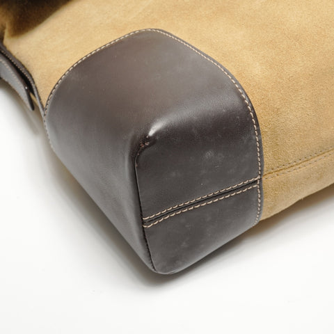 LOEWE Suede Anagram Shoulder Bag beige WS27769