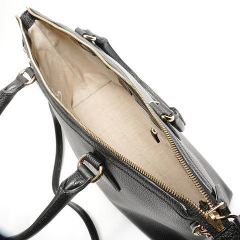 GUCCI Interlocking G 2-way Leather Tote Bag black WS27770