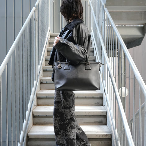 GUCCI Interlocking G 2-way Leather Tote Bag black WS27770