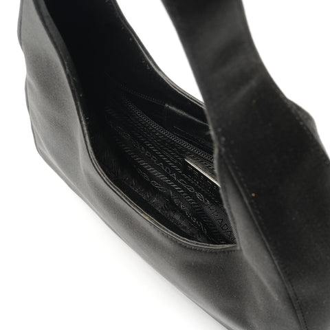 PRADA Triangle Logo Satin Handbag black WS27778