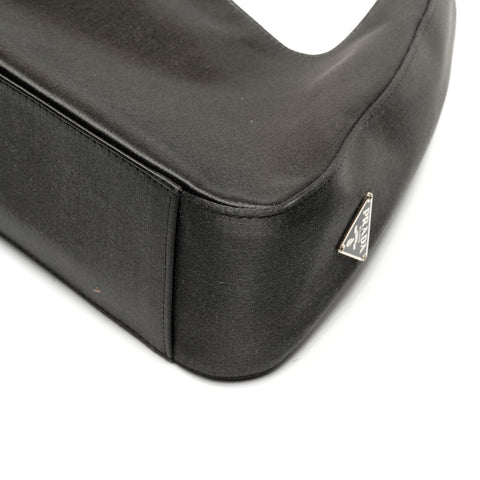 PRADA Triangle Logo Satin Handbag black WS27778