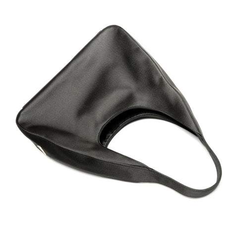 PRADA Triangle Logo Satin Handbag black WS27778