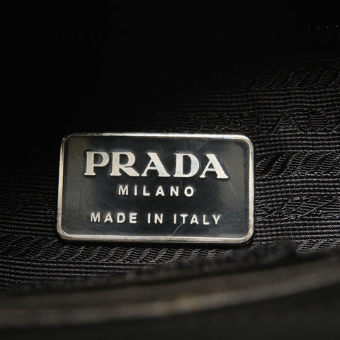 PRADA Triangle Logo Satin Handbag black WS27778
