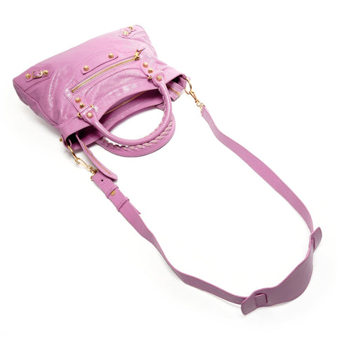 BALENCIAGA The Town 2WAY Metal Gold Handbag pink WS27783