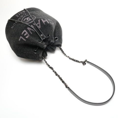 CHANEL Deauville Tweed Bucket Drawstring Bag, No. 28, 2019 Shoulder Bag black WS27784