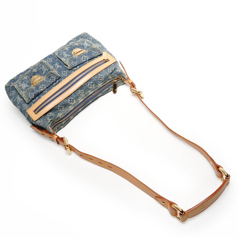 LOUIS VUITTON 2006 Baggy PM Monogram Denim Shoulder Bag blue WS27785