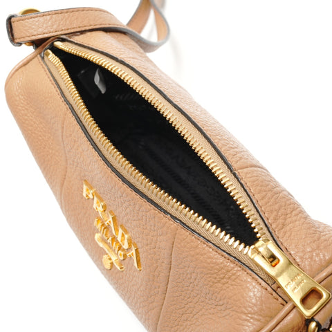 PRADA Mini Pochette Vitello in Leather Shoulder Bag beige WS27786