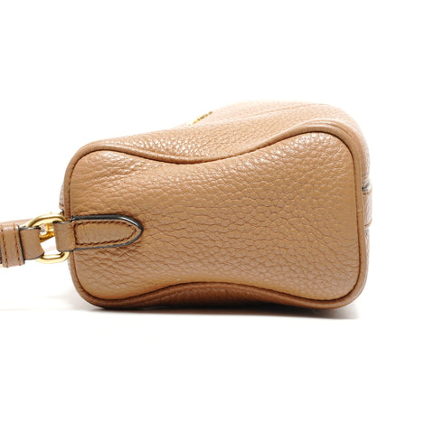 PRADA Mini Pochette Vitello in Leather Shoulder Bag beige WS27786