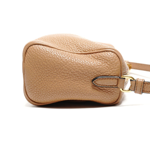 PRADA Mini Pochette Vitello in Leather Shoulder Bag beige WS27786