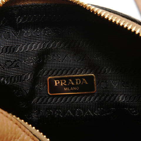 PRADA Mini Pochette Vitello in Leather Shoulder Bag beige WS27786