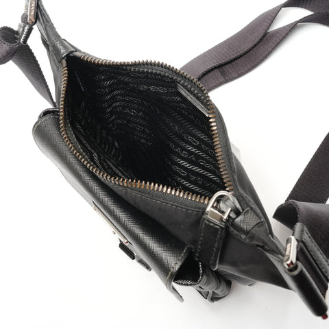 PRADA triangle logo nylon Shoulder Bag black WS27787