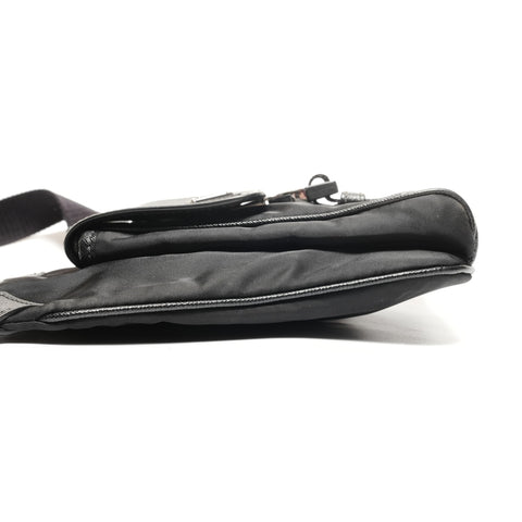 PRADA triangle logo nylon Shoulder Bag black WS27787