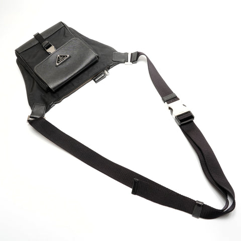 PRADA triangle logo nylon Shoulder Bag black WS27787