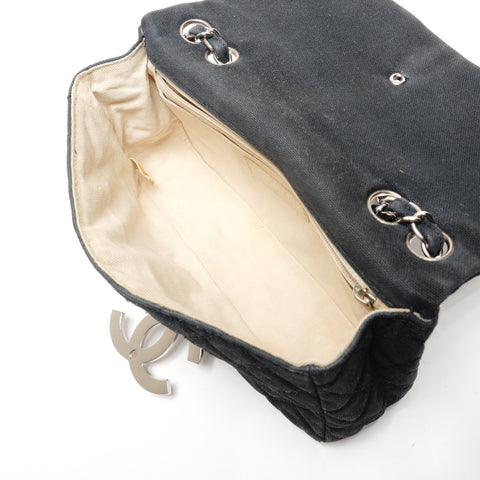 CHANEL Matelass Canvas COCO Mark Flap Chain Serial Number 12 Series 2008-2009 Shoulder Bag black WS27791