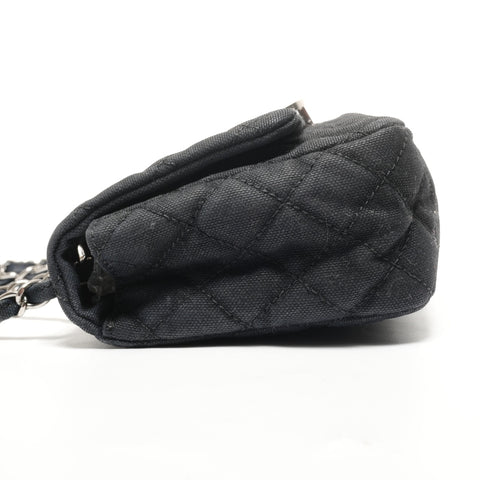CHANEL Matelass Canvas COCO Mark Flap Chain Serial Number 12 Series 2008-2009 Shoulder Bag black WS27791